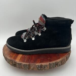 Skechers Bobs Alpine Suede Ankle Boots Black Size 8 Memory Foam Gorpcore EUC